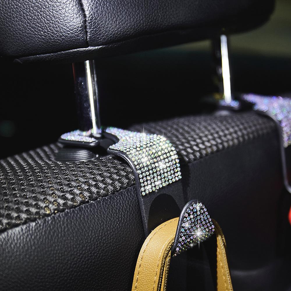 2-Piece Synthetic Diamond Car Hooks, Hidden Car Storage Hooks, Creative Car Seat Hooks & Hangers, Women's Car Accessories