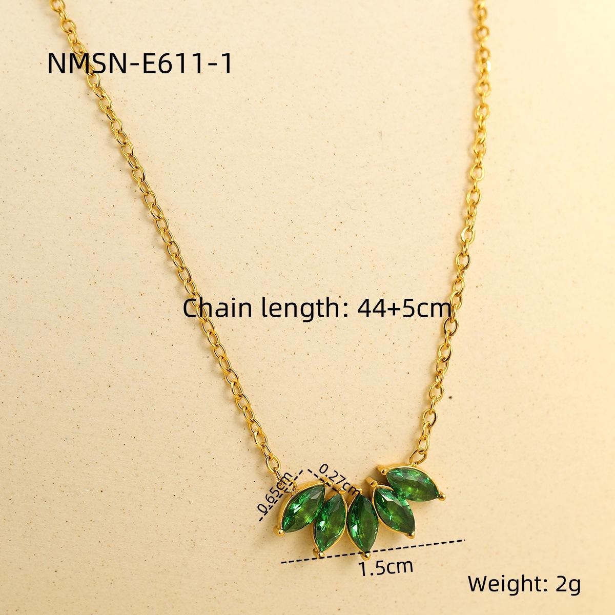 GEMCHIC Women s Stainless Steel Zircon Leaf Flower Pendant Necklace Titanium Steel Choker for Women