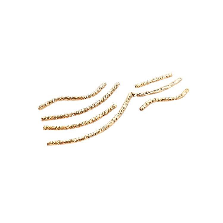 14K Gold-Filled Color-Preserving Faceted Ribbed Curved S-Tube for DIY Jewelry Accessories