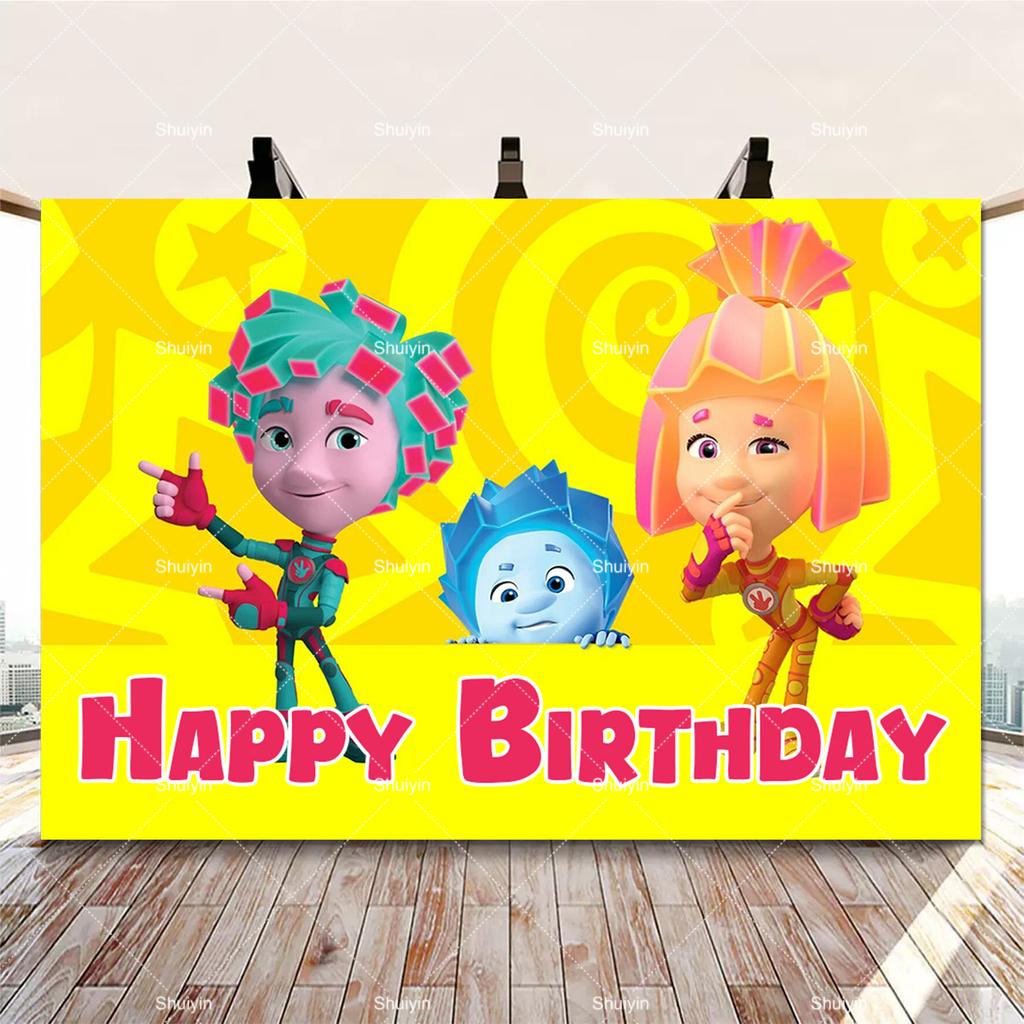 Cartoon The Fixies Backdrop Kids Birthday Decorations Party Supplies Baby Shower Banner Photo Shoot Props Boys Girls Favor Gifts