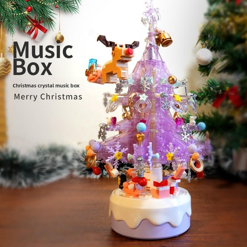 Christmas Tree Music Box Assembly Building Blocks Model Ornament For Kid Gift