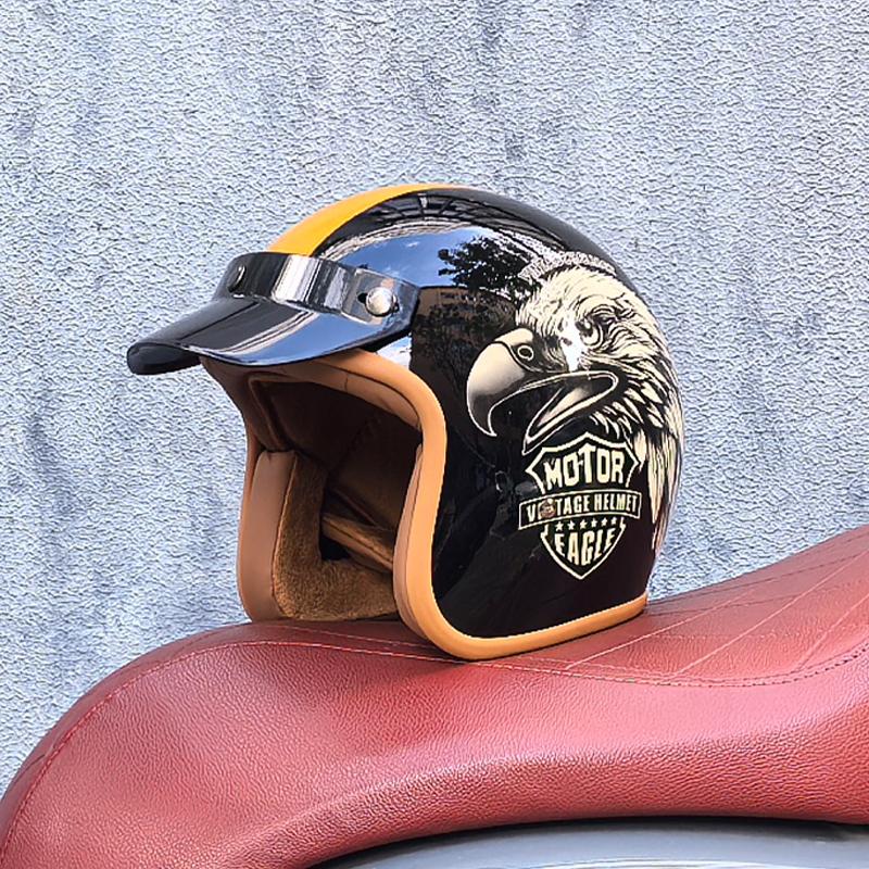 Retro Halb-Open Motorradhelm Cross-Country Motorradzubehör Motorradhelm 3/4 Retro-Helm im Winter