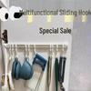 Adhesive Wall-Mounted Kitchen Rack with Sliding Hooks for Utensils