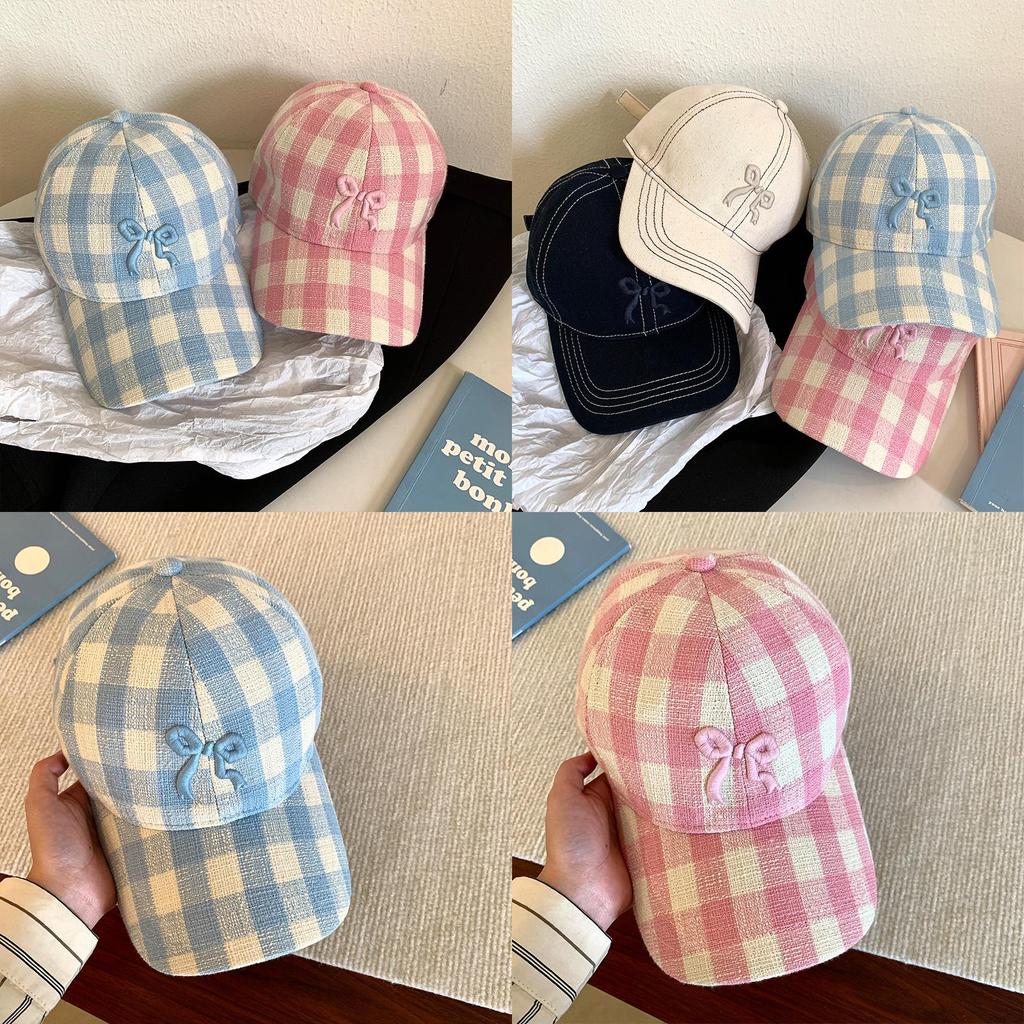 Cotton Baseball Cap With Bowknot Embroidery For Spring Summer Sun Protection