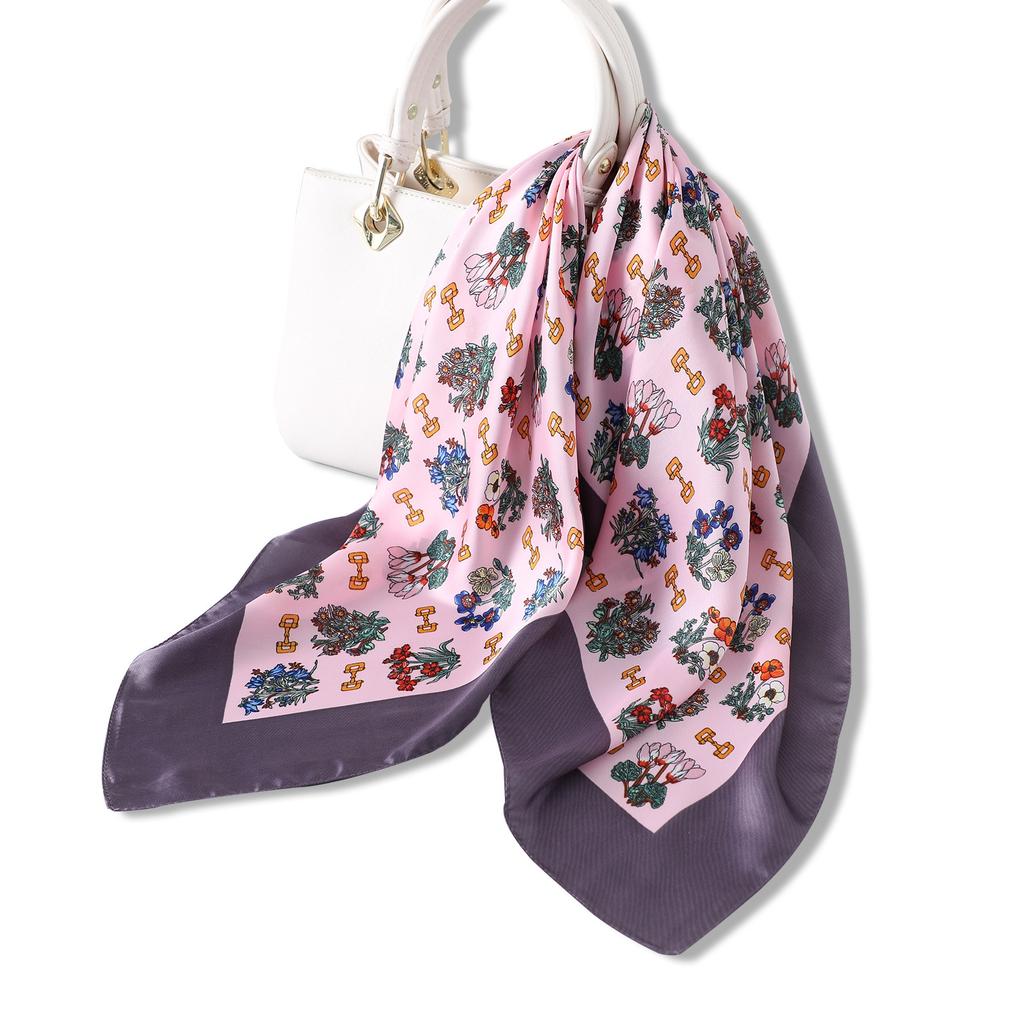 New Printed Silk Scarf Women's Imitation Silk Small Square Scarf Fashion Decorative Scarf Professional Versatile Autumn and Winter Scarf Shawl