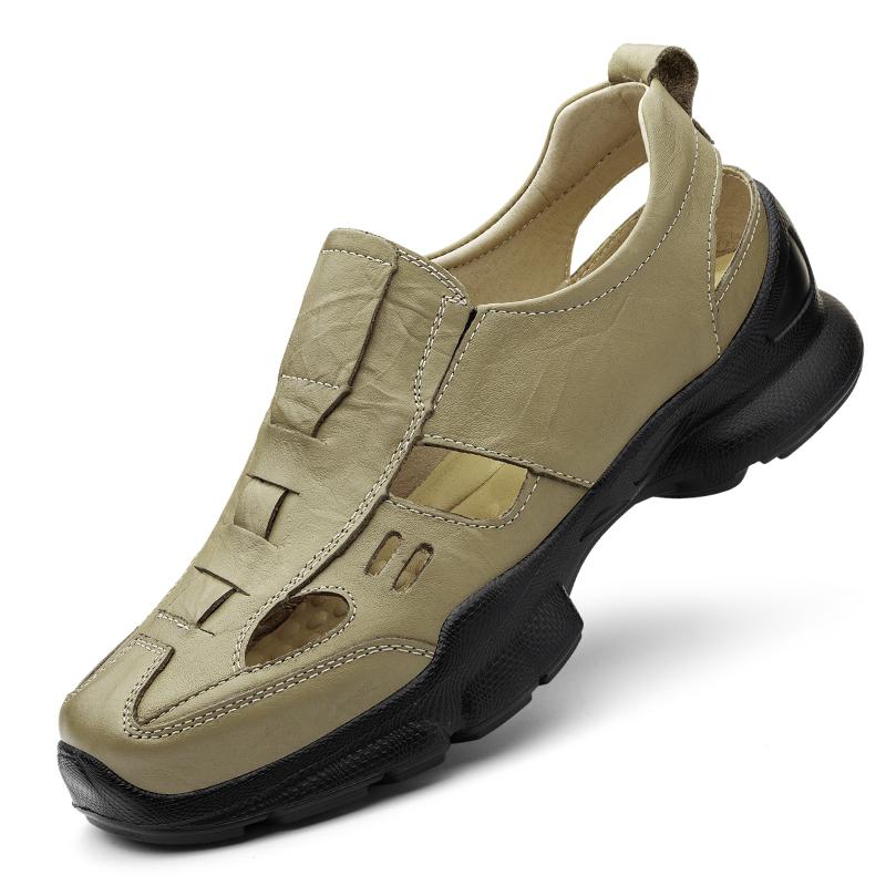 

Модные мужские сандалии-трансформеры 2-в-1 из натуральной кожи, летние шлепанцы ручной работы для улицы, многоцелевой удобный дизайн, формальная обувь 36 абрикосовый