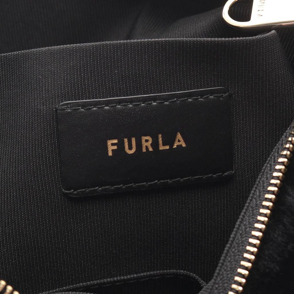 Used Furla TEIA-CROSSBODY Handbag Leather Fur Black Used Women