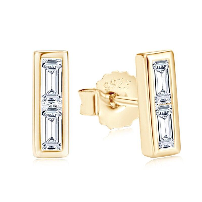 

2 * 4 мм 0,2 карата изумрудной огранки муассанит серьги для женщин 18-каратное позолоченное 100% стерлинговое серебро 925 пробы ювелирные изделия