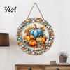 Wooden Pumpkin Door Hanger Harvest Festival Welcome Sign for Front Door, Rustic Hanging Art Entryway with Hemp Rope, Autumn Plaque Fall Porch