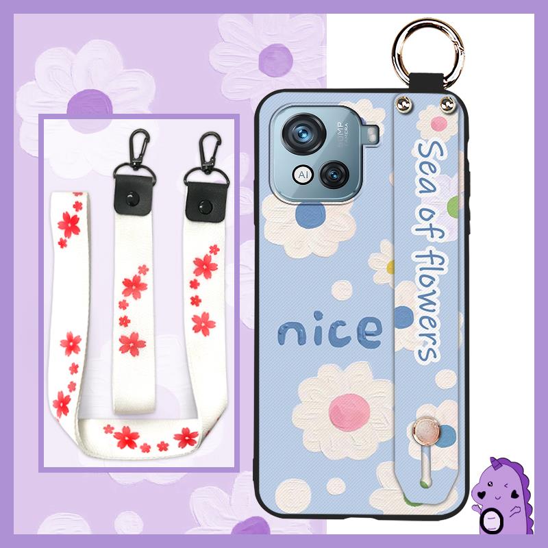 Soft case Wrist Strap Phone Case For Blackview Oscal C80 Shockproof Anti-dust Oil Painting Wristband Durable Kickstand