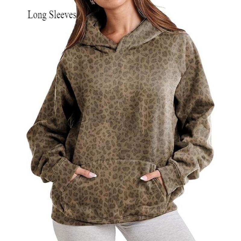 

Осень и зима Новая флисовая толстовка с капюшоном Классическая мода Леопардовый принт Узор 3D цифровой принт Модная свободная толстовка с капюшоном 5XL коричневый