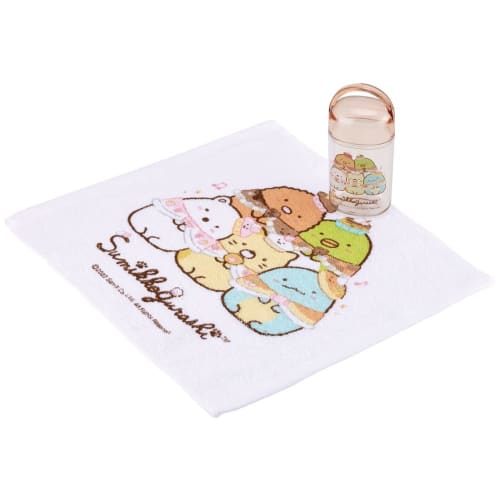 Skater Hand Towel Set with Case for Kids, Made In Japan, Sumikkogurashi Sweets Shop (OA5AG-A)
