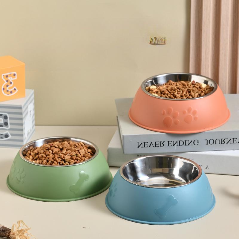 Cat Bowl Dog Bowl Pet Stainless Steel Single Bowl Anti-Slip Anti-Tip Pet Bowl Dog Food Tableware Pet Supplies