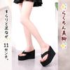Beach thick super beautiful wedge fatigue improved grip and easy walking [Clear] sandals, sole, 11cm, legs, sole, simple, resistant, (Black, 36,