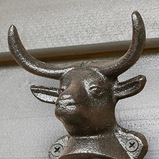 Yousheng Elk Cow Head Bottle Opener, Wall Mounted Beer Cap Remover, Rustic Iron Opener for Home Bar, Industrial Decor