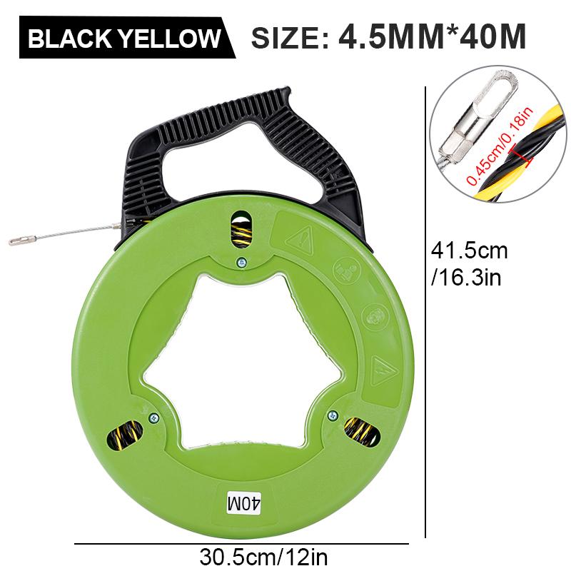 4.5mm Cable Puller 30/40/50M Fiberglass Fish Tape Reel Puller Conduit Ducting Rodder Green Electrical Wall Wire Fast Wire Puller
