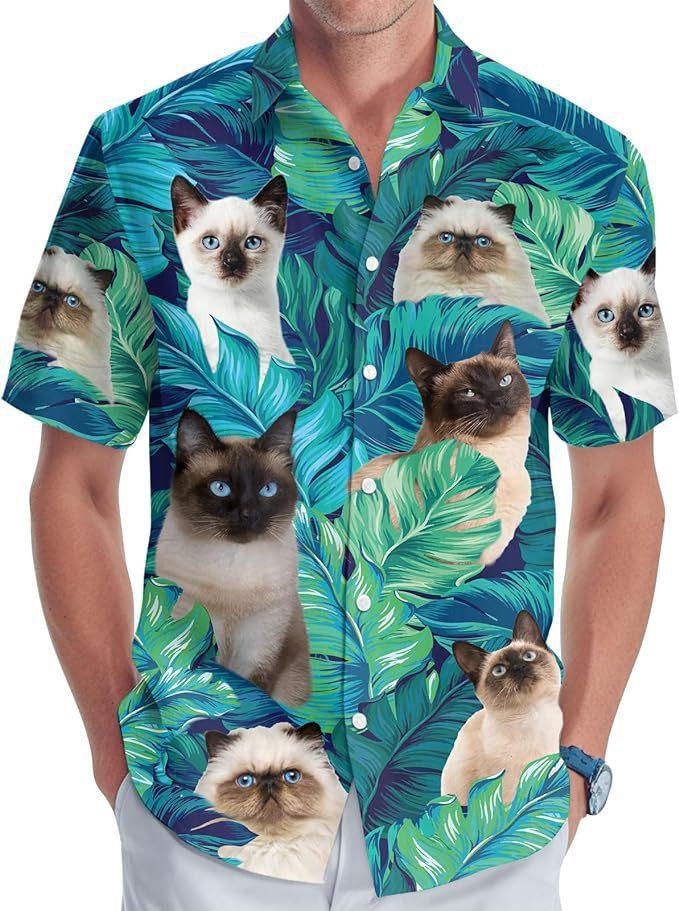 Summer new Hawaiian shirt men's fashion digital printing short sleeve source factory one piece hair
