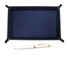 Grained Cowhide Pen Tray In Blue with a Ballpoint Pen Set In White Japanese-made Euro-style Brass-clamped (TRAL-NXB-W).