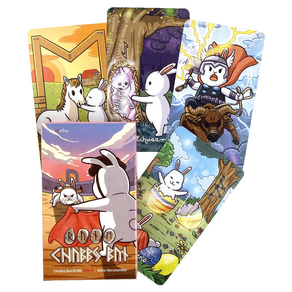 Oráculo de Cartas Coelho Bun Gordinho Rune Versão Inglesa Baralho de Jogo de Tabuleiro Tarot Cartas de Jogar Adivinhação Misteriosa