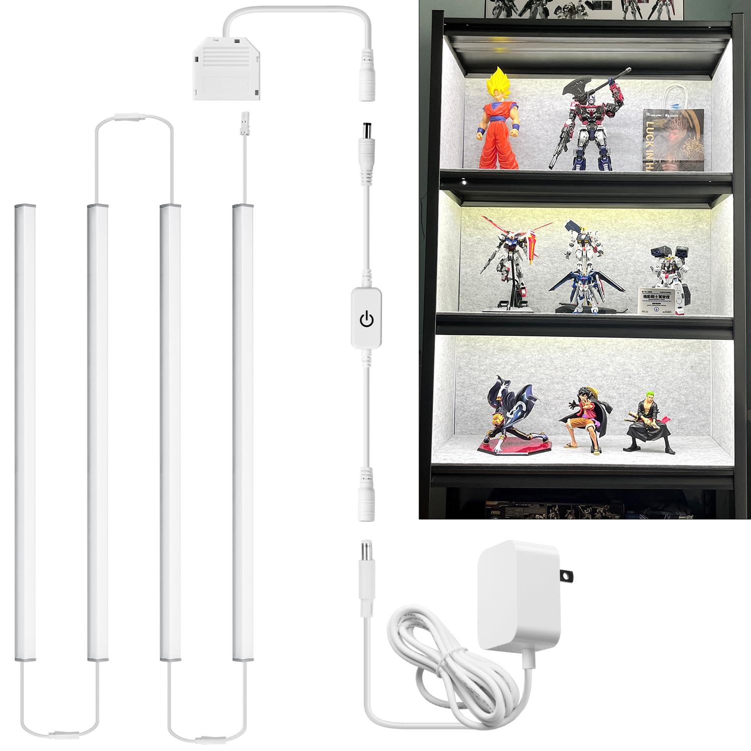 

AuyiHomu LED Bar Light Figure Light 30cm Cabinet Light Dimming Touch Switch Connectable No Construction Required Paste Type Closet Figure Case