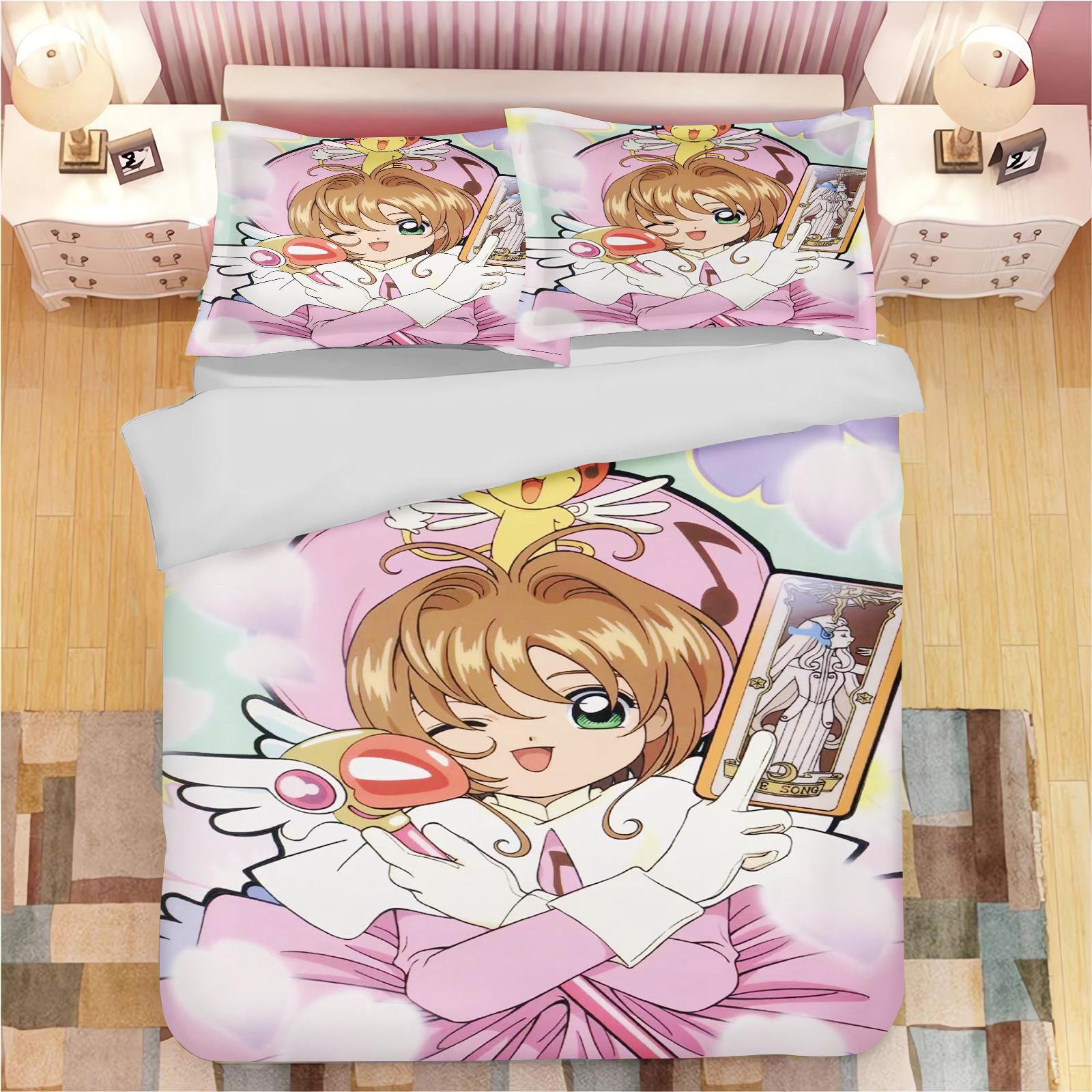 

Аниме Наволочки с принтом Cardcaptor Sakura для взрослых и детей Пододеяльник Одеяло Домашняя мода Мальчики Девочки 3D Постельное белье 135x200cm