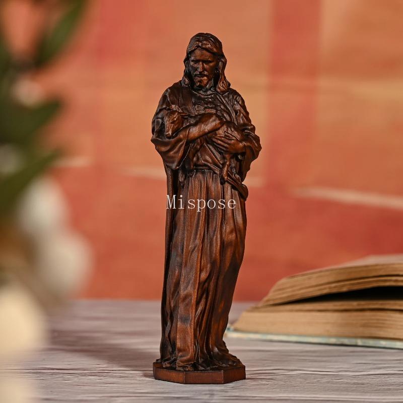 Vintage Wood Carving Creative Jesus Statue Home Living Decoration Gift