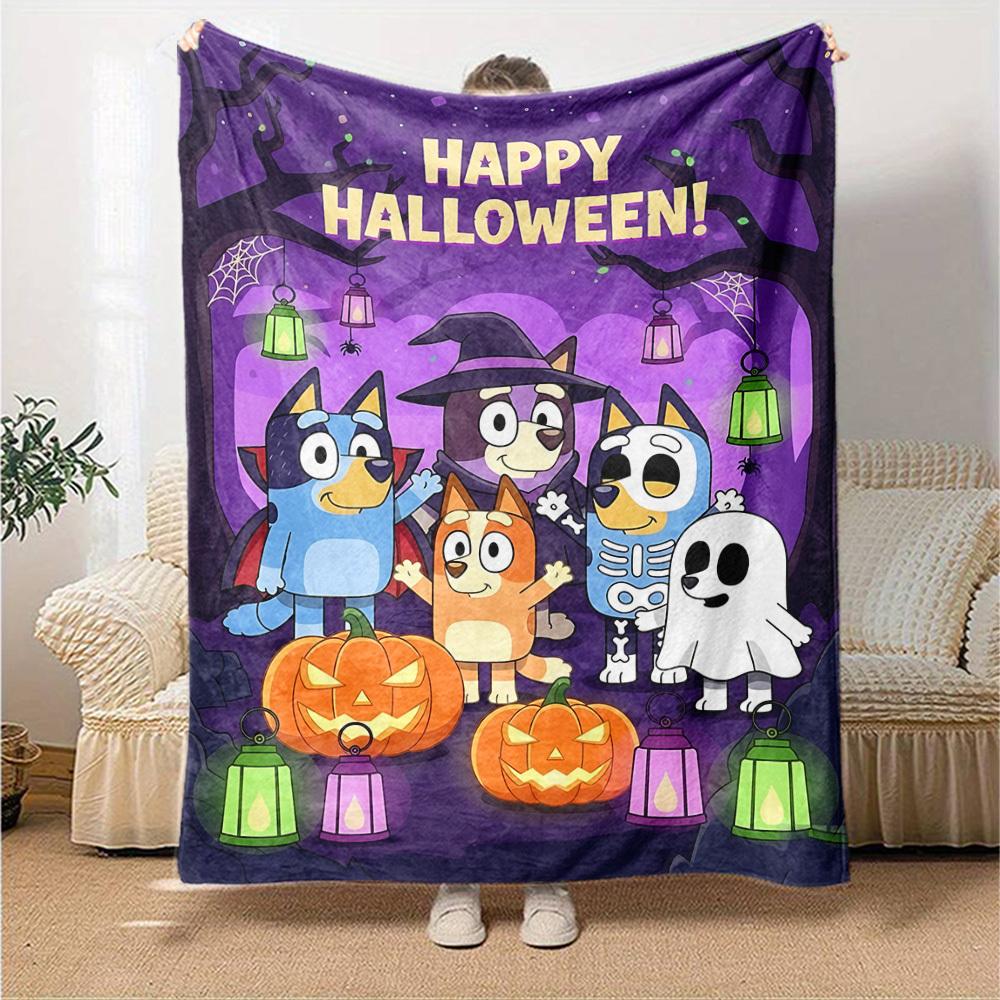1pc Halloween Ghost Soft Warm Throw Blanket Nap Blanket For Couch Sofa Office Bed Camping Travel,Comfortable