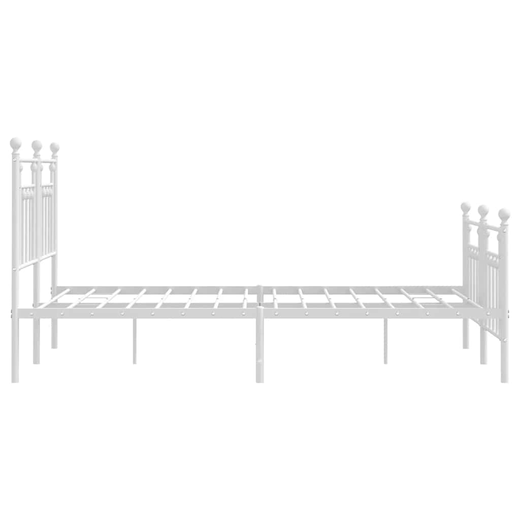 Vidaxl Metal Bed Frame with Headboard and Footboard, White, 150X200 Cm