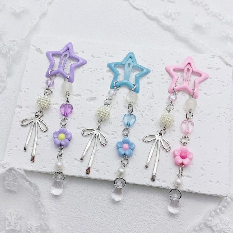 Charming Star Hair Clip Accessories Sturdy Star Hair Clip with Heart Bowknot Accent Adds A Cute Touch To Any Outfit