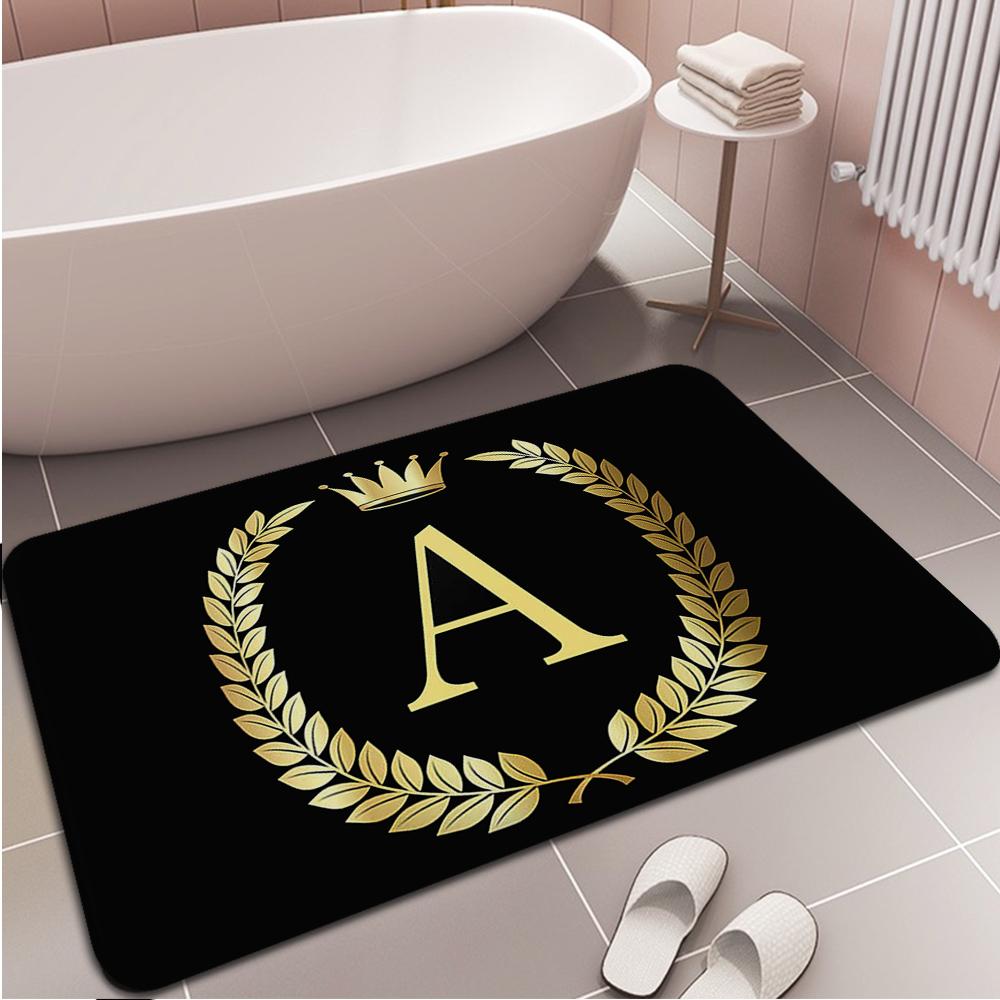 

Black Golden Crown Letter Kitchen Mat Bedroom Home Rug Hallway Floor Living Room Carpet Bathroom Balcony Mat Entrance Doormat