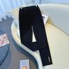 Autumn Black Slim Fit Cropped Women's Plus Size Elastic Waist Trousers - Slimming Casual Pants