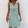 Women Summer Dresses V-Neck Print Sleeveless Sundress Casual Dress