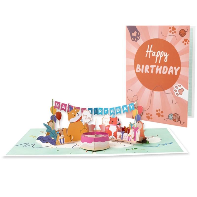 

Animal Scene Greeting Card Happy Birthday Card with Matching Envelope Birthday Invitation For Anniversary Baby Showers 1