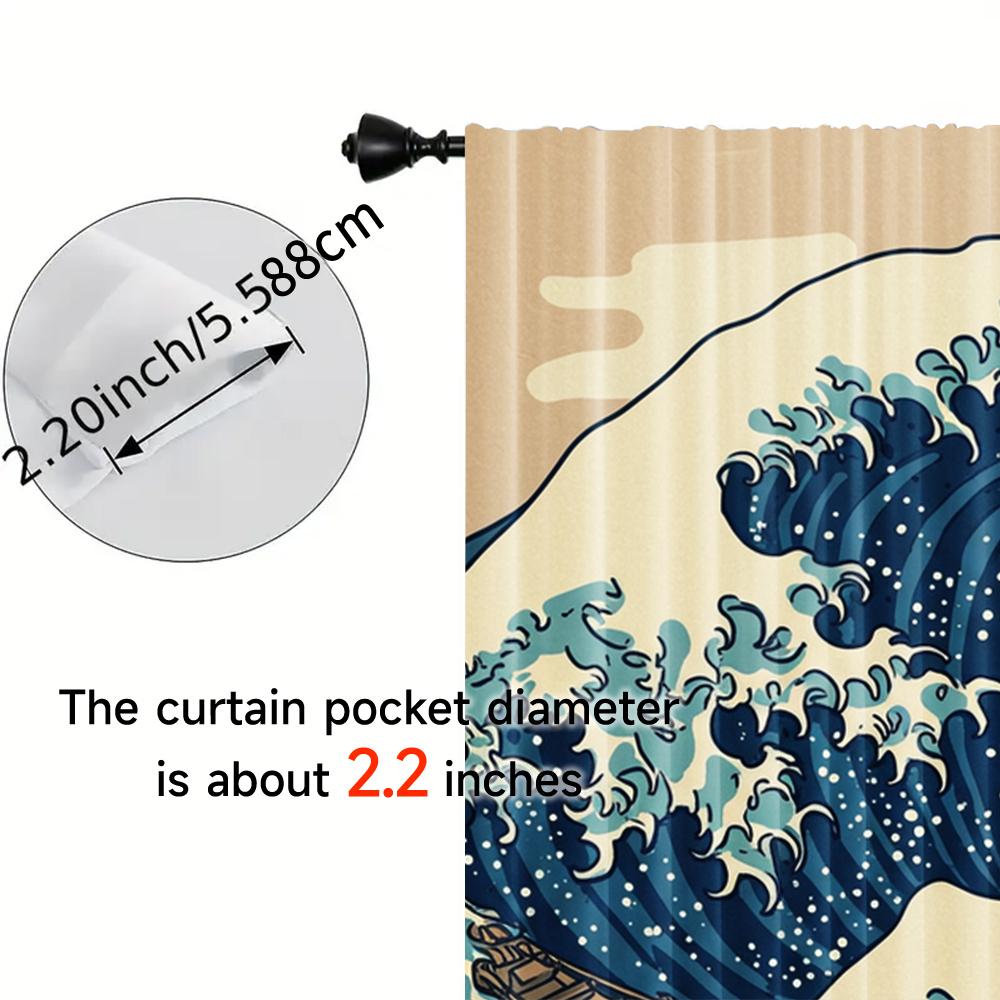 2pcs   Spring Summer Curtains Japanese Wave Art Art Digital Print Drapes Fabric Gifts for Bedroom & Living Room - Contemporary