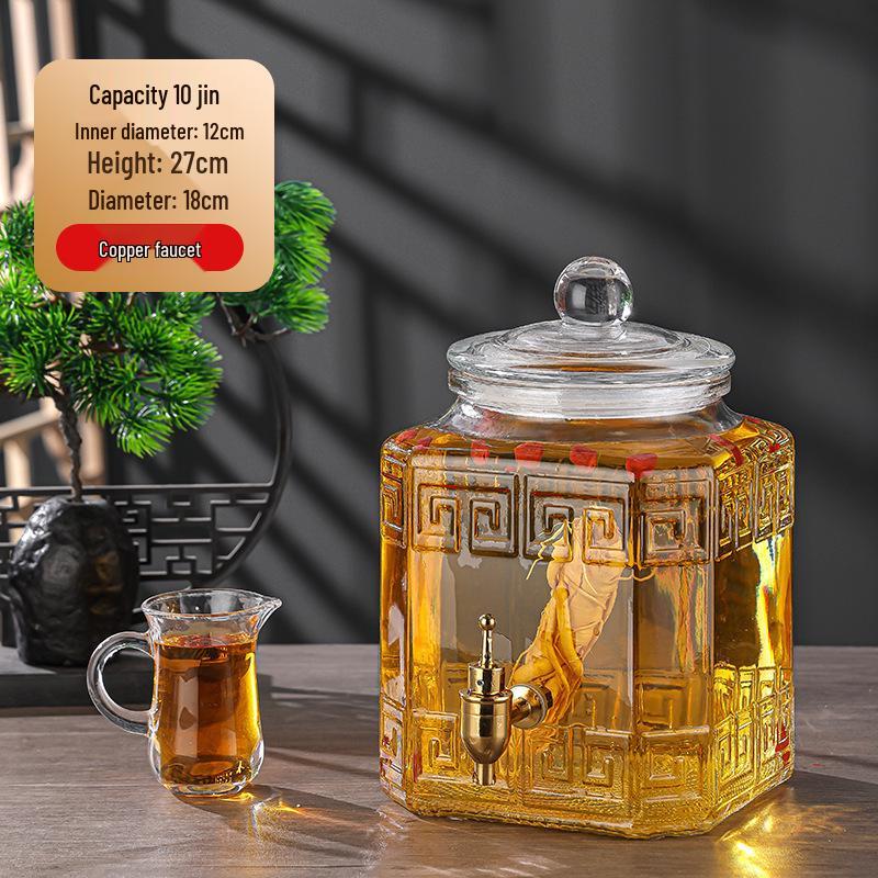 Luxury Sealed Wine & Baijiu Soaking Jar with Faucet for Household Use