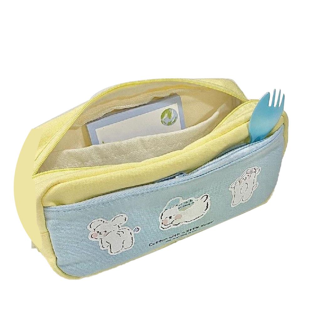 Large Pencil Case Multipurpose Cute High Capacity Multi Compartments Portable Canvas Pencil Pouch for School Home