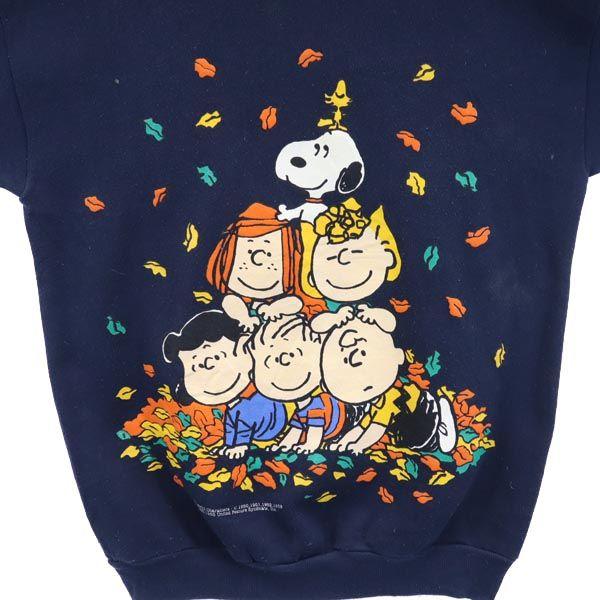 Peanuts Old USA Made Logo Print Long Sleeve Sweat Trainer Men's Used