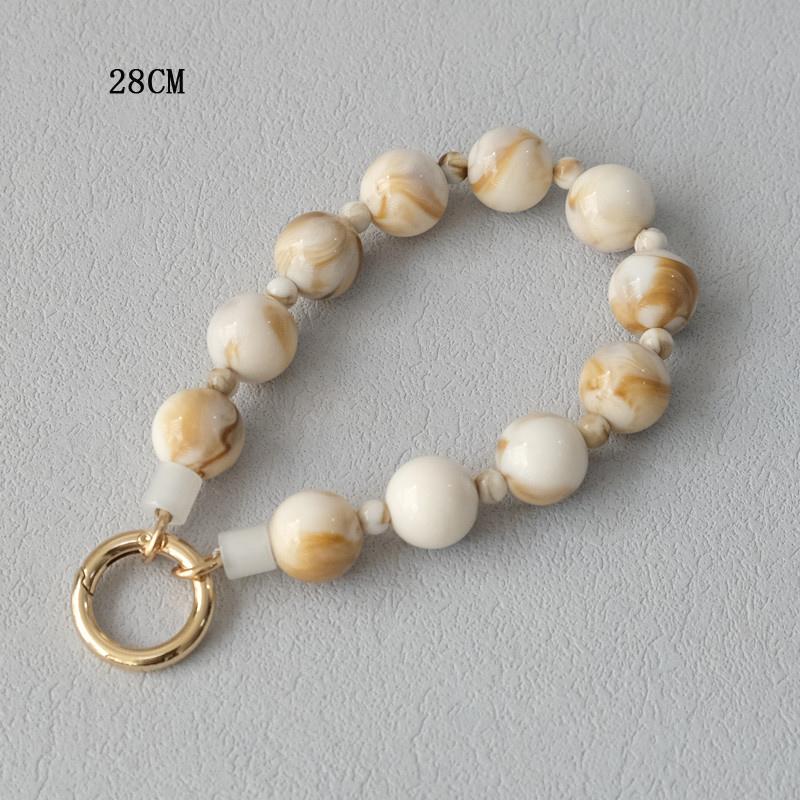 New Phone Accessory Wooden Chain Candy Beaded Luxury Phone Case Chains Acrylic Handle Lanyard Cell Mobile Patch Charm Strap