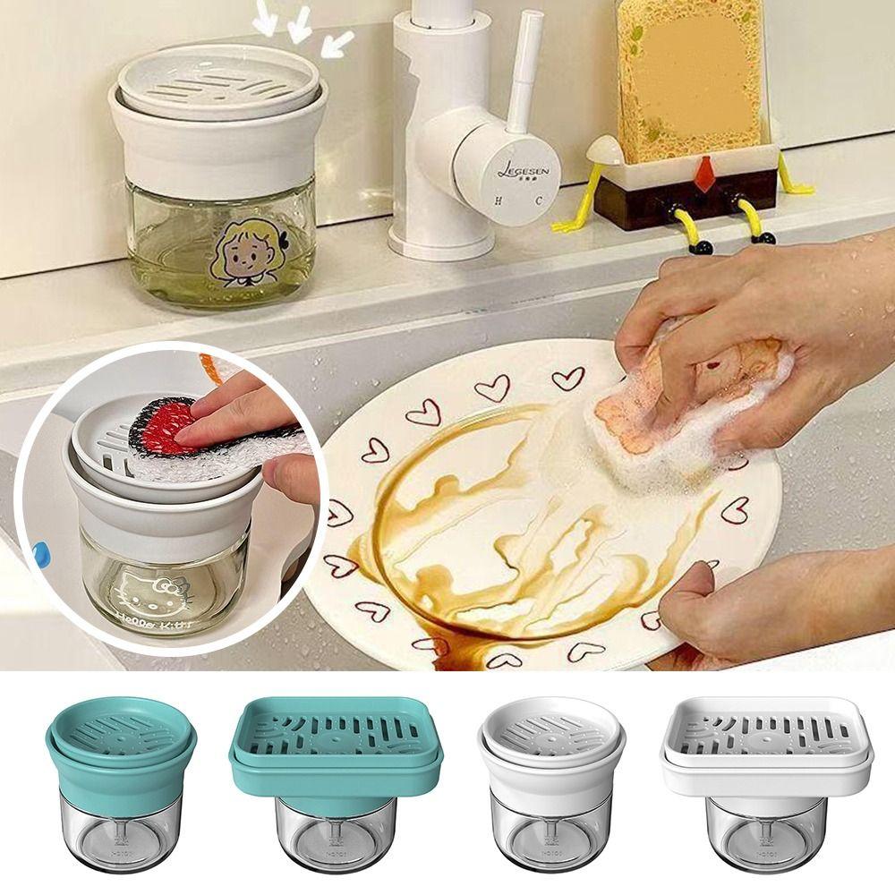 280ML Scrubbing Liquid Detergent Dispenser Pump Design Press Type Soap Box Kitchen Tool