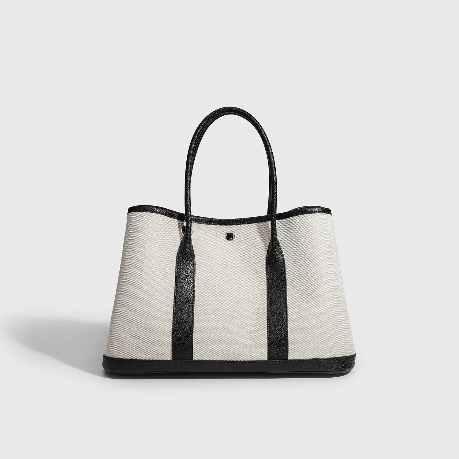 

2024 Новая холщовая женская нишевая сумка, Модная повседневная сумка-тоут для поездок на работу, большая вместимость, высококачественная, с контрастной отделкой бежевый