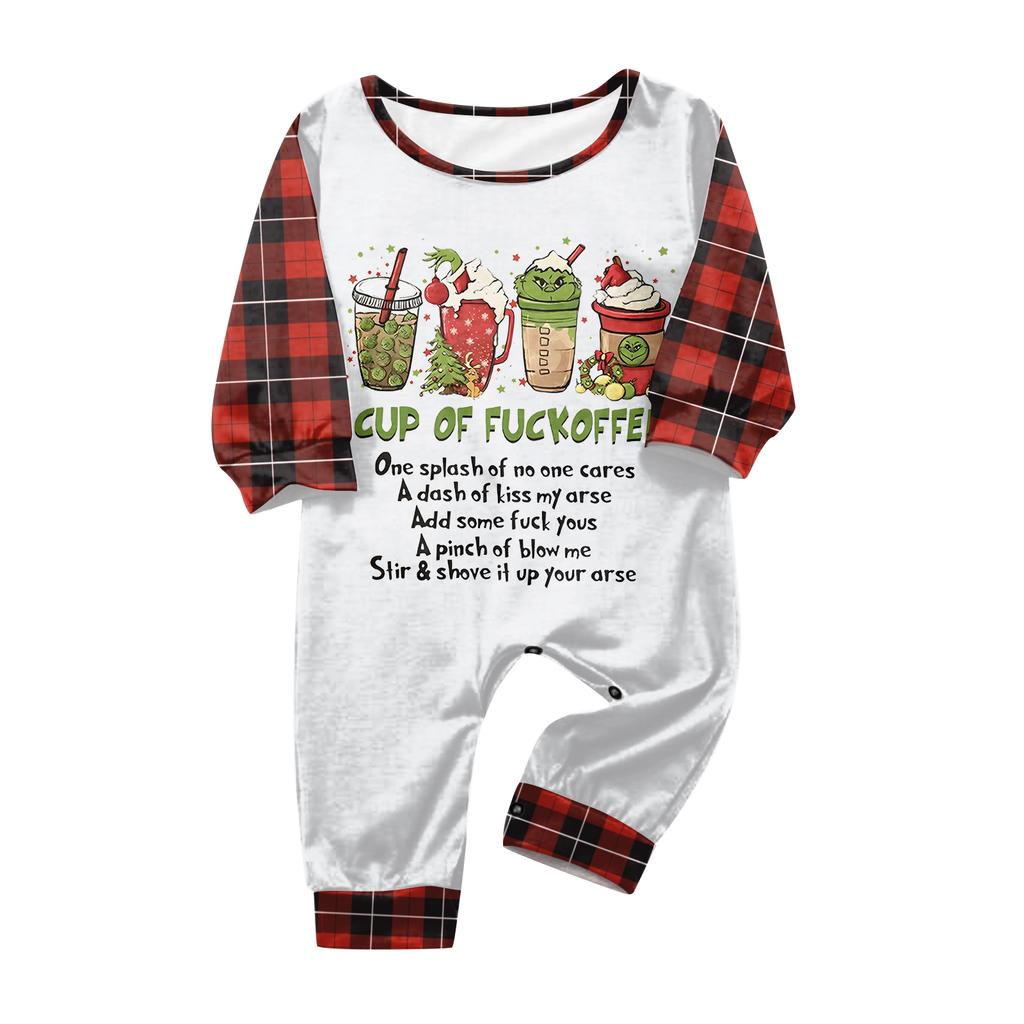 Vánoční potisk Rodičovský a dětský pyžamový set s dlouhým rukávem Domácí oblečení