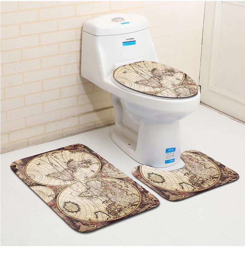 3D Ocean Seabed Animals Toilet Cover Bath Mat Sets Fish Dolphin Printed Bathroom Curtain Set Waterproof Fabric Shower Curtains