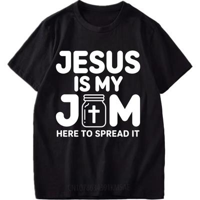 Workout for Him Short Sleeve Tshirt Daily Wear Jesus Is My Jam Here To Spread It Hiphop for Man Tee Shirt Fashionable Tshirt