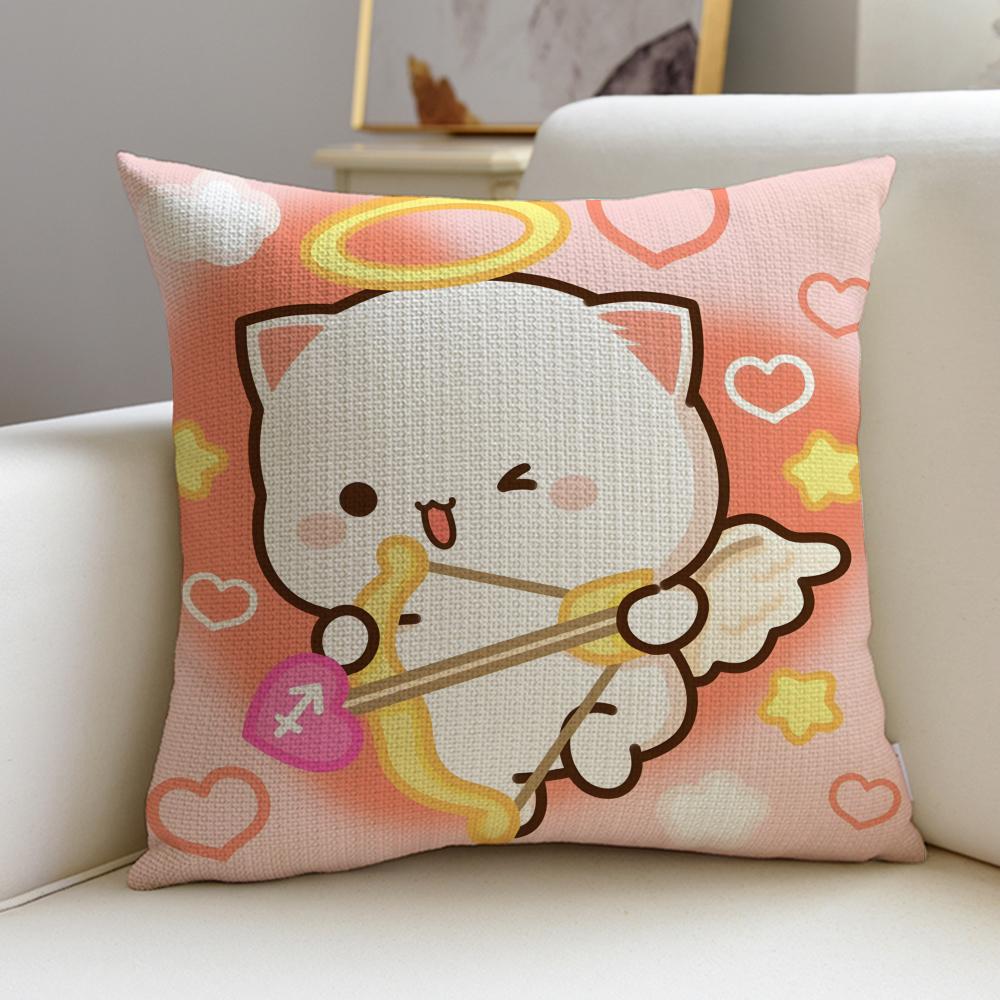 Squishy MMochi CatS Cushion Cover Breathable and skinfriendly linen pillowcase square removable and washable cushion