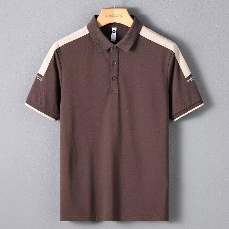 Cămașă polo cu rever la modă pentru bărbați, cu mânecă scurtă, slim fit