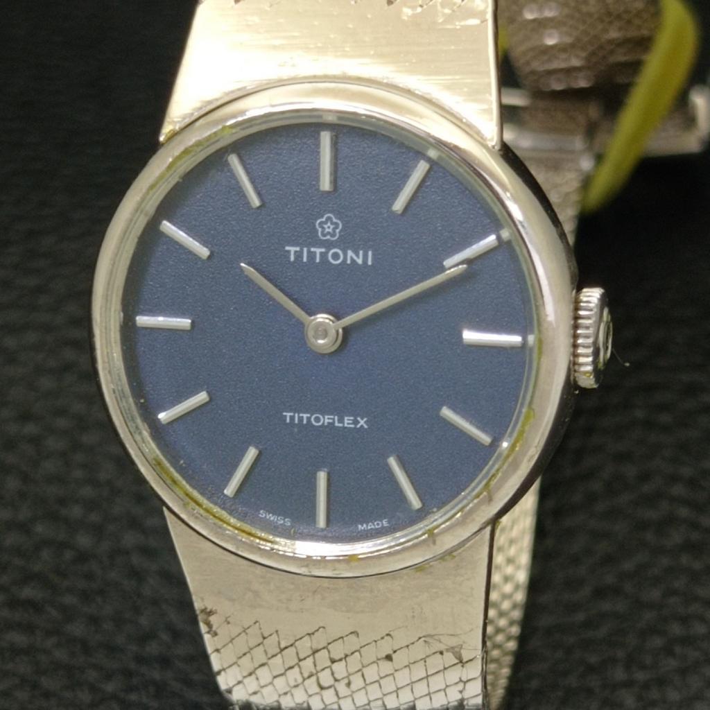 VINTAGE ART DECO TITONI TITOFLEX SWISS WOMENS ORIGINAL DIAL WATCH A700360-5