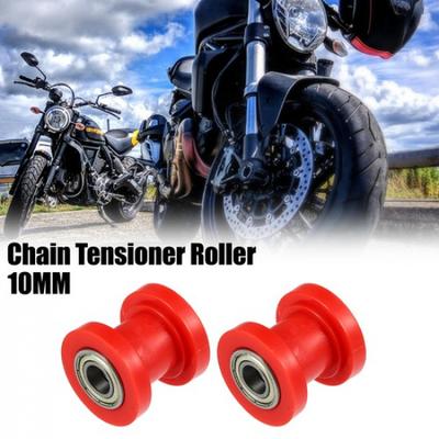 2 Pcs 10mm Drive Chain Pulley Chain Tensioner Rubber Wheel for Motorcycle Red