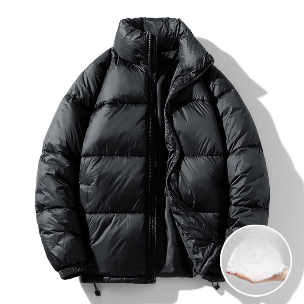 Down Jacket Korean Version Stand-up Collar Fluffy Versatile Thickened Warm Loose Trendy Brand White Duck Down Jacket