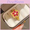 Vintage Floral Gold Plated Zircon Ring For Women With Elegant Hand Jewelry