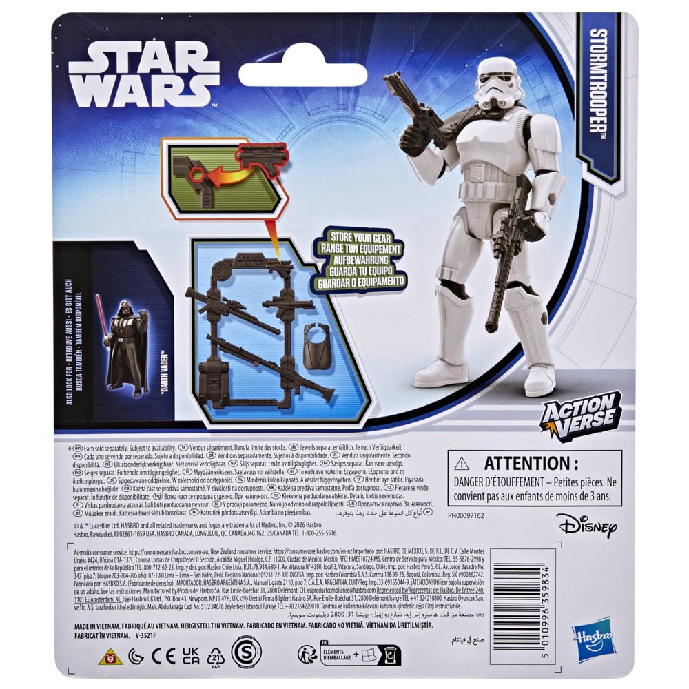 Hasbro STAR WARS ActionVerse Stormtrooper 11cm Action Figure Reusable Accessory Storage Toy for Kids Ages G2870 Authentic Product & Accessories, Rack,